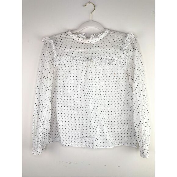 Madewell Mockneck Ruffle Top in Flocked Dot‎ Size S - Picture 3 of 14